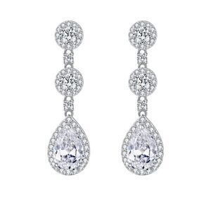 Sterling Silver CZ Teardrop Bride Earrings